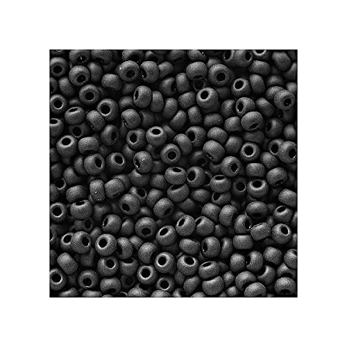 20 g Preciosa Rocailles - Schwarz Matt, 10/0 ca. 2,3 mm (PRECIOSA seed beads - black matt, 10/0 approx. 2.3 mm) von Preciosa