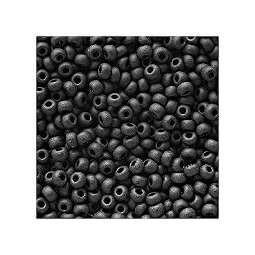20 g Preciosa Rocailles - Schwarz Matt, 10/0 ca. 2,3 mm (PRECIOSA seed beads - black matt, 10/0 approx. 2.3 mm) von Preciosa