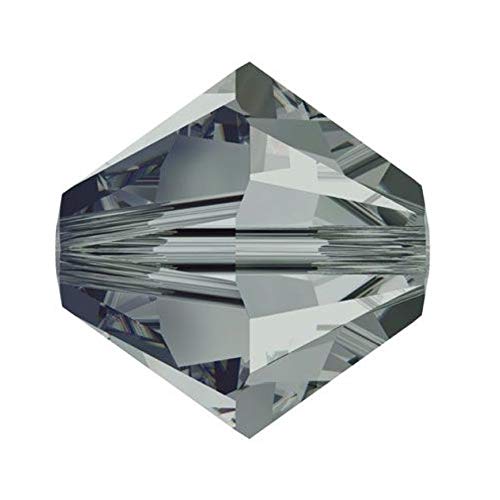 Authentische Preciosa lose facettierte Doppelkegel-Kristallperlen, 4 mm, kleiner schwarzer Diamant, kompatibel mit Swarovski-Kristallen 5301/5328 Pre-B421, 200 Stück von Preciosa