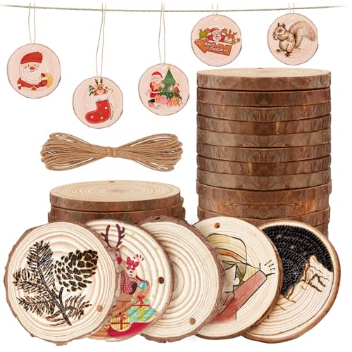 Natürliche Holzscheiben, 30 Stk. 7-8cm Unbehandeltes Holz Kit Naturbelassene Holzkreise Vorgebohrt mit Loch für DIY, Deko, Basteln, Hochzeit, Weihnachten Weihnachtsschmuck zum Basteln, Aufhängen Natürliche Holzscheiben, 30 Stk. 7-8cm Unbehandeltes Holz Kit Naturbelassene Holzkreise Vorgebohrt mit Loch für DIY, Deko, Basteln, Hochzeit, Weihnachten Weihnachtsschmuck zum Basteln, Aufhängen von Preciva