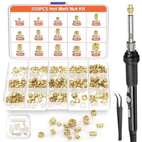 Preciva Gewindeeinsätze Lötspitzen Set, 6tlg. Lötspitzen für Gewindeeinsatz + 350tlg. Gewindeeinsätze M2/M3/M4/M5/M6/M8 von Preciva