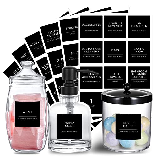 144 vorgedruckte Waschküchen-Etiketten, Prefdo schwarz, minimalistisch, wasser-/ölbeständig, selbstklebend, für Zuhause, Organisationsaufkleber für Waschküche, Leinenschrank, Badezimmer 144 vorgedruckte Waschküchen-Etiketten, Prefdo schwarz, minimalistisch, wasser-/ölbeständig, selbstklebend, für Zuhause, Organisationsaufkleber für Waschküche, Leinenschrank, Badezimmer von Prefdo