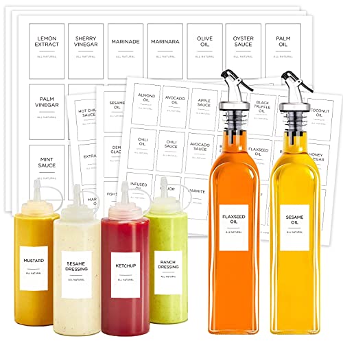Prefdo Etiketten für Öle, Essige und Gewürze, minimalistisch, wasser- und ölbeständig, vorgedruckt für Küche, Speisekammer, 126 Stück Prefdo Etiketten für Öle, Essige und Gewürze, minimalistisch, wasser- und ölbeständig, vorgedruckt für Küche, Speisekammer, 126 Stück von Prefdo