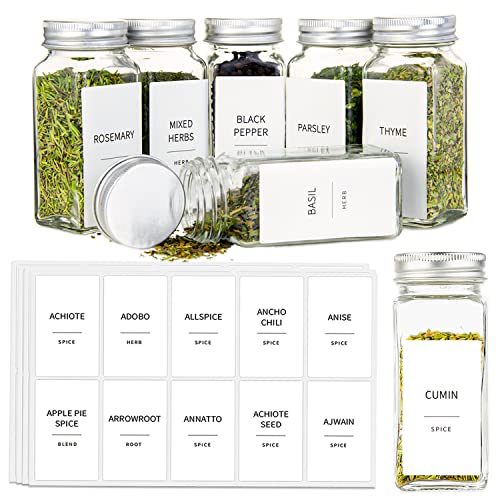 Prefdo Gewürzglas-Etiketten, minimalistisch, vorgedruckt, weißer Text, 3,6 x 6,3 cm, wasserdicht, für Küchenorganisation, Weiß, 140 Stück von Prefdo
