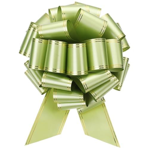Pull Bow Big Metallic Auto Schleifen Band - 16 Zoll Riesige Große Hochzeit Auto Schleife mit Goldrand für Hochzeit, Auto Dekoration, Weihnachten, Party Dekor, Geschenkverpackung, Grün Pull Bow Big Metallic Auto Schleifen Band - 16 Zoll Riesige Große Hochzeit Auto Schleife mit Goldrand für Hochzeit, Auto Dekoration, Weihnachten, Party Dekor, Geschenkverpackung, Grün von Prefdo