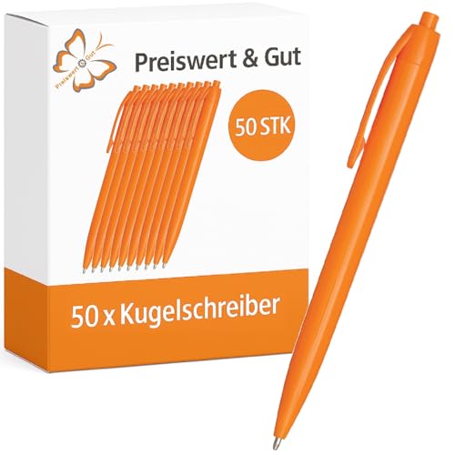 Preiswert&Gut 50 x Kugelschreiber 13,8 cm Set - Farbe orange - Kulis schwarzschreibend - Druckmechanismus - Material Kunststoff - Schreiblänge ca. 800-1000m Preiswert&Gut 50 x Kugelschreiber 13,8 cm Set - Farbe orange - Kulis schwarzschreibend - Druckmechanismus - Material Kunststoff - Schreiblänge ca. 800-1000m von Preiswert & Gut