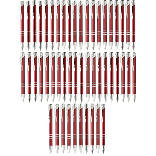 Preiswert & Gut 50 x Kugelschreiber ø11×138 Aluminium Rot Set Kulis blauschreibend Druckmechanik von Preiswert & Gut
