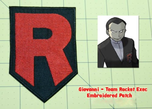 Aufnäher Team Rocket R, bestickt, zum Aufbügeln/Aufnähen, 10,2 cm, Schwarz von Premier Patch