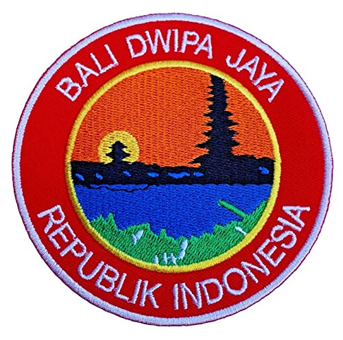 Bali Indonesien Embroidered Iron on Patch Bali dwipa Jaya Badge/8,9 cm bestickt Trekking Aufnäher von Premier Patch