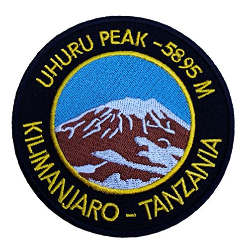 Aufnäher / Abzeichen vom Kilimanjaro-Berg in Tansania, Erklimmen des Uhuru-Gipfels, Souvenir, Stickerei, zum Aufbügeln, 9 cm, für Reisen, Tasche, Gepäck, Rucksack, T-Shirt, Jacke von Premier Patches