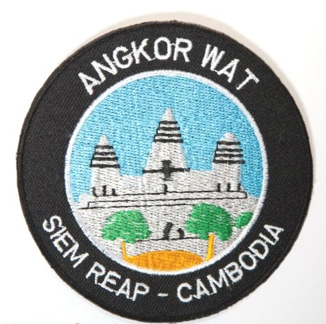 Aufnäher mit Aufschrift Angkor Wat Siem Reap -  Cambodia, 9 cm, zum Aufnähen oder Aufbügeln, mit Tempelmotiv, Reisesouvenir, DIY, für Tasche, Rucksack, T-Shirt, Jacke, Gepäck von Premier Patches