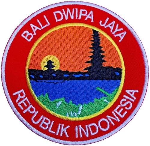 Aufnäher Bali Indonesien, 9 cm, bestickt, zum Aufbügeln, für Reisen, Souvenir, DIY, Tasche, Rucksack, T-Shirt, Jacke, Gepäck von Premier Patches