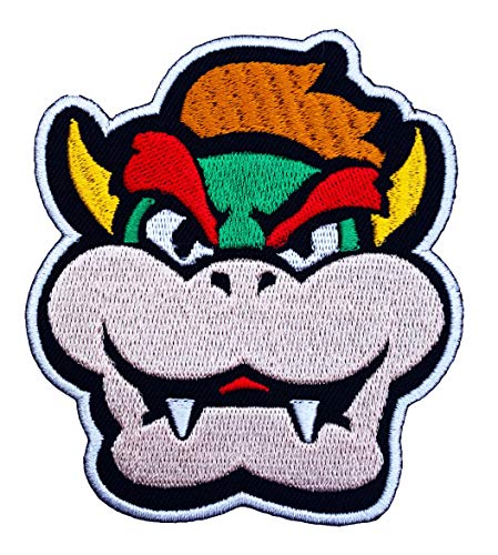 Bowser Face Patch bestickt zum Aufbügeln, für Kostüm, Cosplay, Mario Kart / Snes / Mario World / Super Mario Brothers / Mario Allstars von Premier Patches