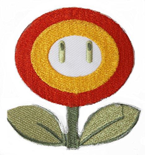 Feuerblumen-Aufnäher, bestickt, zum Aufbügeln, für Kostüme, Cosplay, Mario Kart/Snes/Mario World/Super Mario Brothers/Mario Allstars von Premier Patches