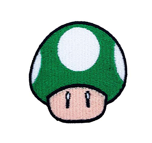 Green Mushroom Patch 1up Embroidered Iron on Badge Applique Costume Cosplay Mario Kart / Snes / Mario World / Super Mario Brothers / Mario Allstars by Premier Patches von Premier Patches
