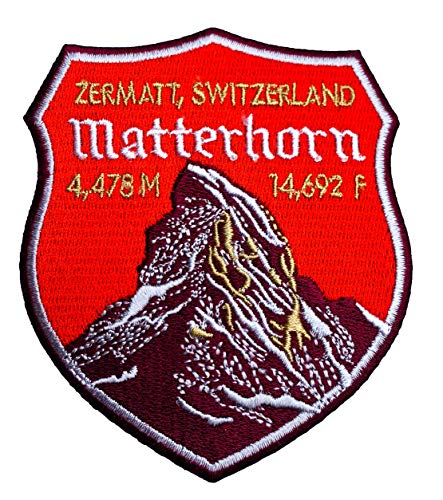 Aufnäher zum Aufbügeln, Motiv: Mount Matterhorn Zermatt Schweiz, 9 cm, bestickt, zum Aufbügeln, Bergsteigen, Klettern, Trekking, Reisen, Souvenir, DIY, Tasche, Rucksack, T-Shirt, Jacke, Gepäck von Premier Patches