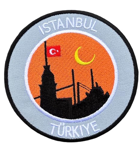 Istanbul Türkei Patch 9 cm Embroidered Iron on Badge Bergsteigen Klettern Trekking Türkiye Aufnäher Reisen Souvenir DIY Tasche Rucksack T-Shirt Jacke Gepäck von Premier Patches