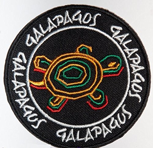 Schildkröten-Aufnäher mit bestickter Aufschrift Galapagos Islands, zum Aufbügeln oder Aufnähen, tolles Reise-Souvenir, für Tasche / Rucksack / T-Shirt / Jacke / Gepäck von Premier Patches