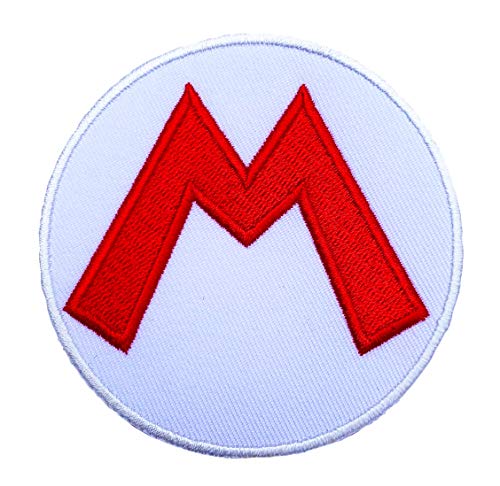 Super Mario M Logo Patch Embroidered Iron on Badge Aufnäher Kostüm Mario Kart/SNES/Mario World/Super Mario Brothers Allstars Cosplay von Premier Patches