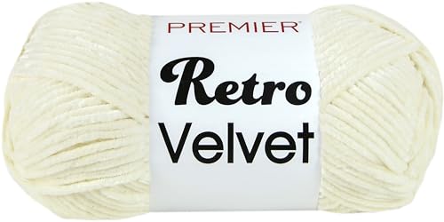 Premier Yarns 1088-01 Garn Retro-Samtcreme, Polyester, cremefarben, Einheitsgröße, 280 Meter von Premier Yarns