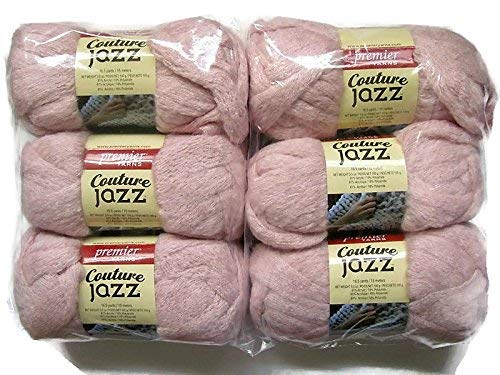 Premier Yarns Couture Jazz Garn, 6er-Pack (Shy Blush) - Acryl, Polyamid - 88g, 528g, 90m - 7, Jumbo - H8 empfohlen von Premier Yarns