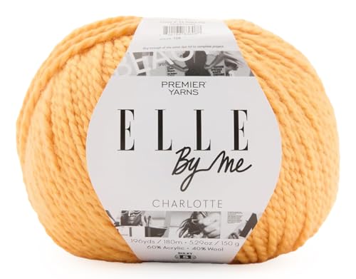 Premier Yarns ELLE by Me Charlotte, sperriges Garn zum Häkeln und Stricken, ideal für Pullover und Accessoires, Acryl- und Wollmischung, 150 g, 196 m, Farbe Goldenrod von Premier Yarns