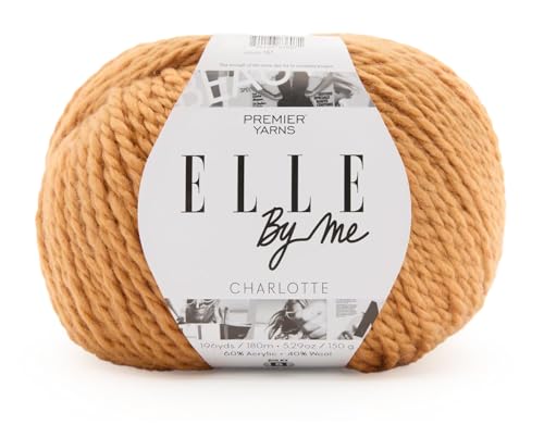 Premier Yarns ELLE by Me Charlotte, sperriges Garn zum Häkeln und Stricken, ideal für Pullover und Accessoires, Acryl- und Wollmischung, 150 g, 196 m, Farbe Karamell von Premier Yarns