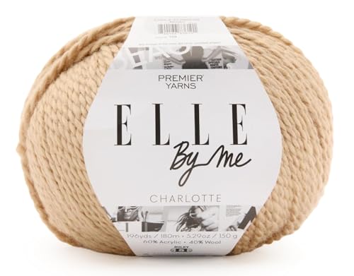 Premier Yarns ELLE by Me Charlotte, sperriges Garn zum Häkeln und Stricken, ideal für Pullover und Accessoires, Acryl- und Wollmischung, 150 g, 196 m, Farbe Musselin von Premier Yarns