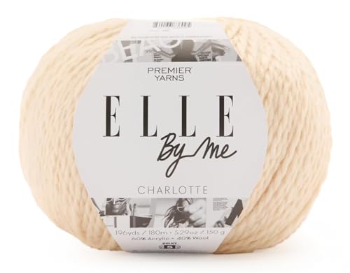 Premier Yarns ELLE by Me Charlotte, sperriges Garn zum Häkeln und Stricken, ideal für Pullover und Accessoires, Acryl- und Wollmischung, 150 g, 196 m, Farbe Vanille von Premier Yarns