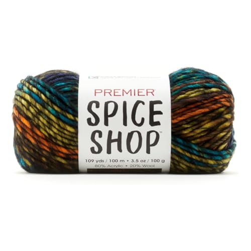 Premier Yarns Spice Shop, Super Bulky Garn zum Häkeln und Stricken, aus 80% Acryl und 20% Wolle, weiches Garn, Curry, 109.2 g, 109 Yards von Premier Yarns
