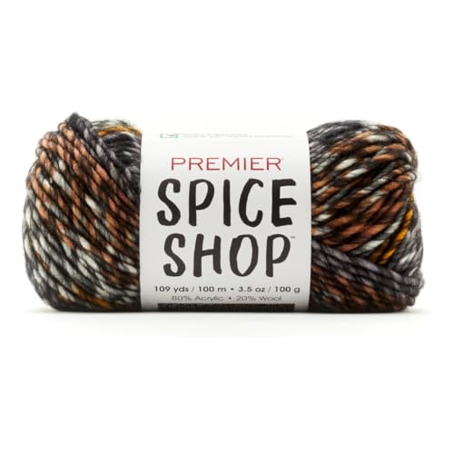 Premier Yarns Spice Shop, Super Bulky Garn zum Häkeln und Stricken, aus 80% Acryl und 20% Wolle, weiches Garn, Kurkuma, 109.2 g, 109 Yards von Premier Yarns