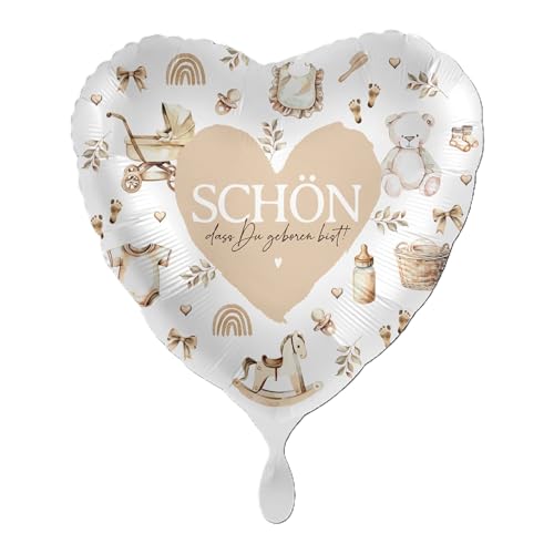 ABC18 Folienballon "Schön dass du geboren bist!" Herz Ø43cm von Premioloon