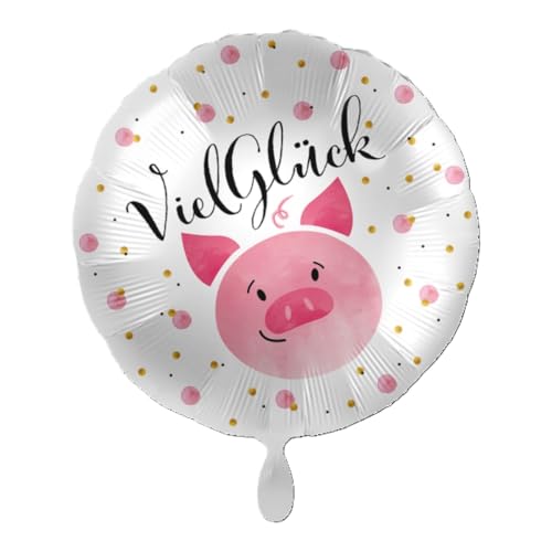 ABC18 Folienballon "Viel Glück" Schweinchen | Ø43cm ABC18 Folienballon "Viel Glück" Schweinchen | Ø43cm von Premioloon