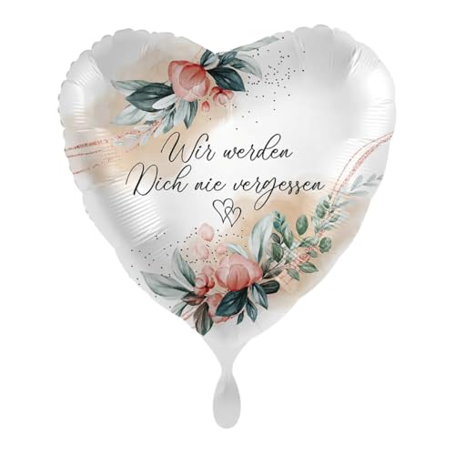 Folienballon Herz - Wir werden Dich nie vergessen - GER premioloon 43cm/17inch von Premioloon
