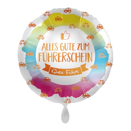 Folienballon rund - Alles Gute zum Führerschein - Gute Fahrt - bunt premioloon 43cm/17inch von Premioloon