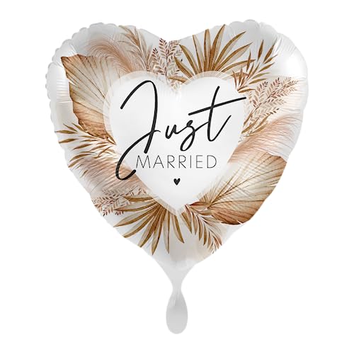 Hochzeitsballon Just Married Boho Stil Ø 43 cm Premium Satin Optik Heliumgeeignet Dekoballon Hochzeit Deko Geschenk 1 Stück von Premioloon