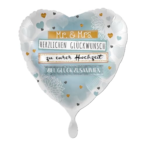 Premioloon ABC18 Folienballon Mr. & Mrs. Herzlichen Glückwunsch Herz Ø43cm Premioloon ABC18 Folienballon Mr. & Mrs. Herzlichen Glückwunsch Herz Ø43cm von Premioloon
