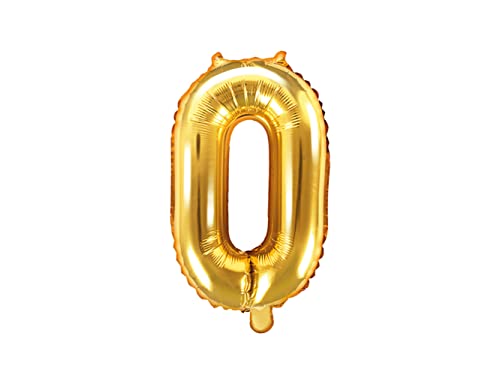 Folienballon Zahl 0 gold 35 cm Zahlenballon Party Dekoration Geburtstag Jubiläum Jahrestag Silvester Neujahr inkl. Strohhalm für Befüllung von Premium Weddings