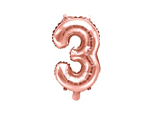 Folienballon Zahl 3 Rosegold 86 cm Heliumballon groß Zahlenballon XXL für Helium und Luftfüllung inkl Strohhalm Party Dekoration Geburtstag Jubiläum von Premium Weddings