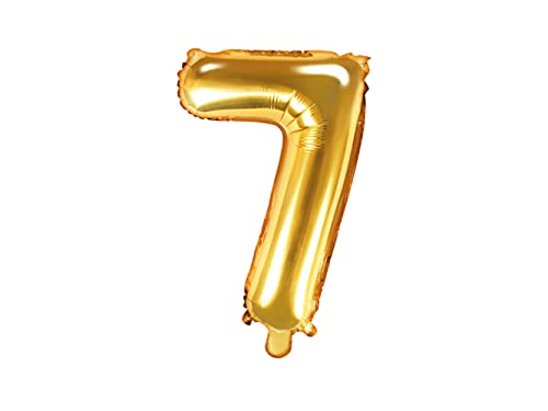 Folienballon Zahl 7 gold 86 cm Heliumballon groß Zahlenballon XXL für Helium/Luftfüllung inkl Strohhalm Party Dekoration Geburtstag Jahrestag Jubiläum von Premium Weddings