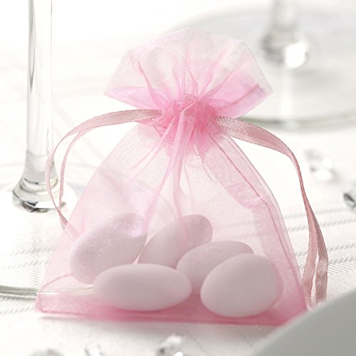 Premium Weddings Organzasäckchen rosa 20 Stück 10,0x7,5 cm - Organzabeutel rosa Gastgeschenk Hochzeit Kommunion Taufe von Premium Weddings