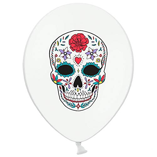 Premium Weddings Dia de los Muertos Luftballons weiß Totenkopf bunt 10 Stück von Premium Weddings