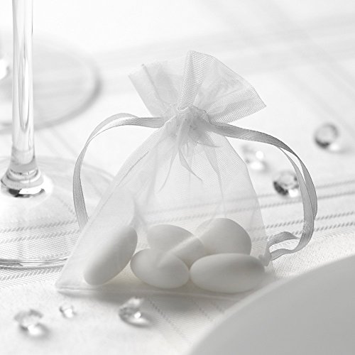 Premium Weddings Organzasäckchen weiß 20 Stück 10,0x7,5 cm - Organzabeutel weiß Gastgeschenk Hochzeit Kommunion Taufe von Premium Weddings