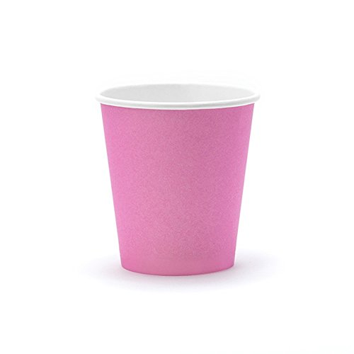 Premium Weddings Pappbecher rosa 200 ml 6 Stück - Einwegbecher Hochzeit Partybecher Kindergeburtstag Pappgeschirr Taufe Einweggeschirr Kommunion Partygeschirr Baby Shower rosa 7,7 cm hoch von Premium Weddings