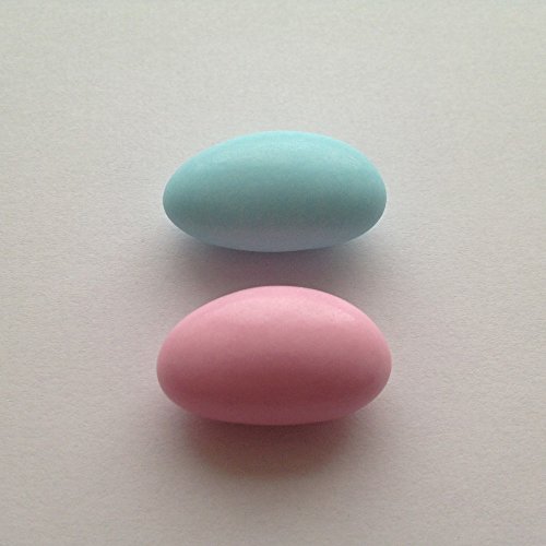 Taufmandeln 1 kg hellblau/weiß, rosa/weiß, hellblau/rosa gemischt (für ca. 63-65 Gastgeschenke) - Gastgeschenke Taufe Bonboniere Kommunion Zuckermandeln Konfirmation, Farbe:glänzend - rosa & hellblau von Premium Weddings