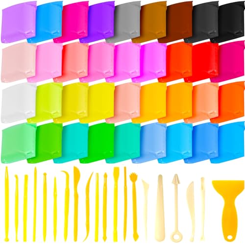 Preocea Lufttrocknendes Ton-Set, 36 Farben, ultraleichtes Modelliermasse-Set mit Werkzeugen, ideal für Bastelarbeiten, kreative Kunst, Basteln, DIY-Formton, Geschenk für Jungen und Mädchen Preocea Lufttrocknendes Ton-Set, 36 Farben, ultraleichtes Modelliermasse-Set mit Werkzeugen, ideal für Bastelarbeiten, kreative Kunst, Basteln, DIY-Formton, Geschenk für Jungen und Mädchen von Preocea