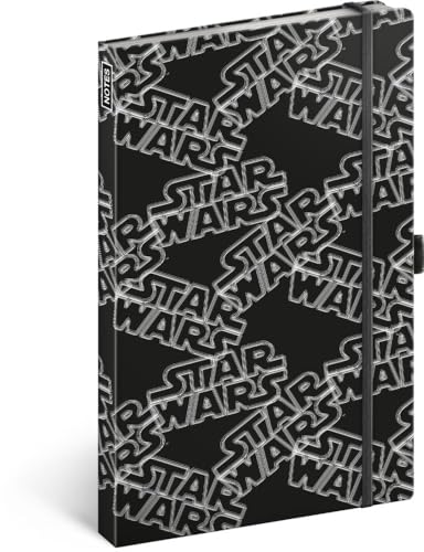 Notizbuch liniert mit Gummiband ca. A5 - Notizblock für Frauen, Mädchen, Jungen Teenager und Kinder - Schule und Büro Tagebuch Journal Notebook (Star Wars Black) von Presco Group