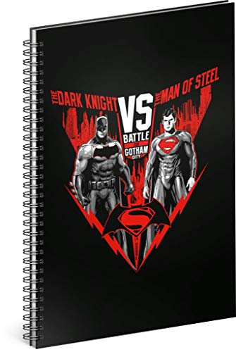Spiralblock A4 liniert - Notizbuch für Kinder, Schule, Büro - Notizblock mit 60 Seiten (Batman vs Superman) von Presco Group