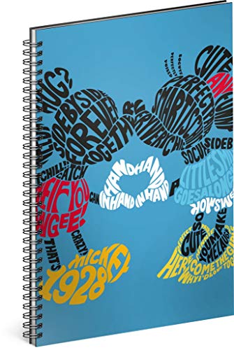 Spiralblock A4 liniert - Notizbuch für Kinder, Schule, Büro - Notizblock mit 60 Seiten (Mickey - Kiss) von Presco Group