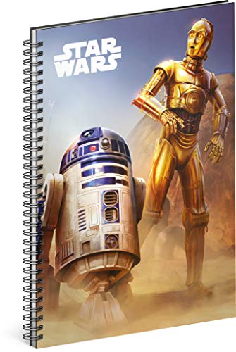 Spiralblock A5 liniert - Notizbuch für Kinder, Schule, Büro - Notizblock mit 60 Seiten (Star Wars - Droid) von Presco Group